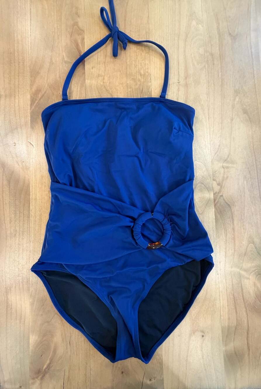 Venus Blue Halter Bandeau One-Piece Swimsuit with Ring Detail Size 10